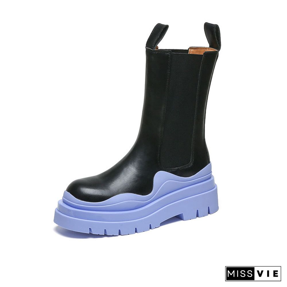 Slip-On Colorblock Platform Boots