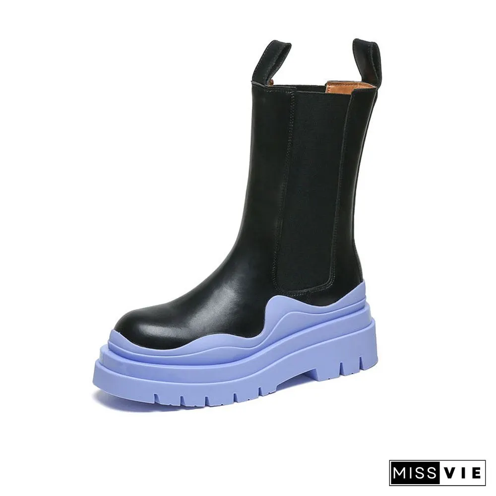Slip-On Colorblock Platform Boots