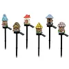 Solar Fairy-Tale Mushroom Cottage Garden Light Auto On/Off Mushroom House Statue Lawn Lights Weather-Proof Resin Mushrooms Ground Decor Lights for Yard Patio Pathway Lawn Flower Bed