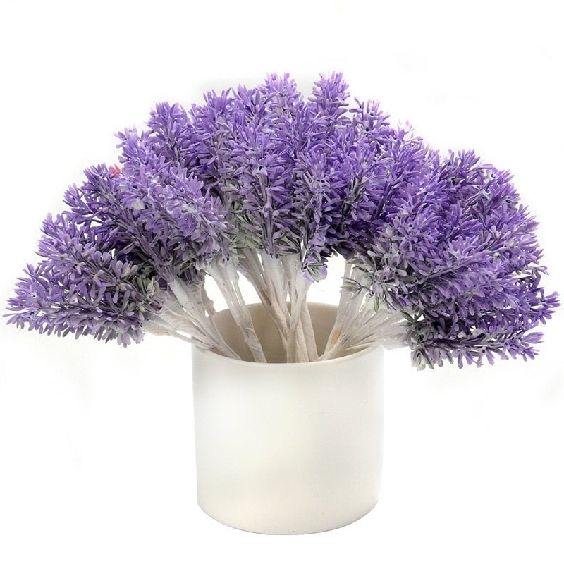 6pcs Mini Plastic Artificial Lavender Fake Flower Bouquet For Home Wedding Decoration Handmade DIY Wreath Scrapbooking Craft