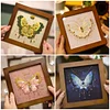 3D DIY Bead Embroidery Butterfly Home Decor Gift Tabletop Display Frame Kit(Include Embroidery Hoop)