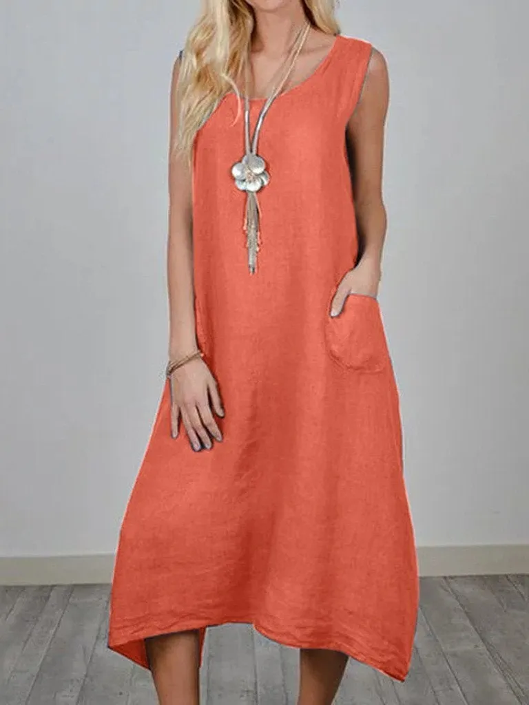 Loose Sleeveless Pocket Dress