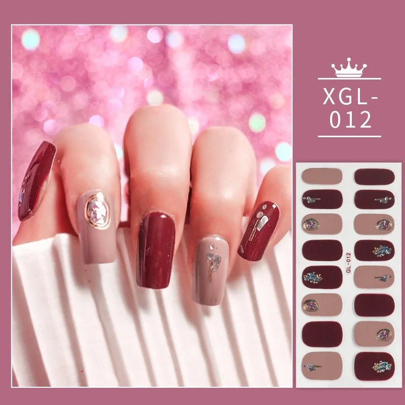 1PCS Glitter Series Powder Sequins Fashion Nail Art Stickers Collection Manicure DIY Nail Polish Strips Wraps for Mother Gifts