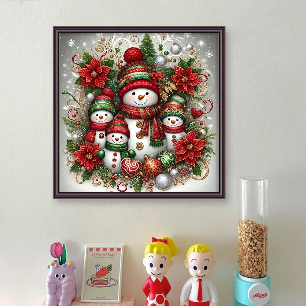 Full Embroidery cotton Thread 14CT Counted Xmas Snowman Cross Stitch 45x45cm