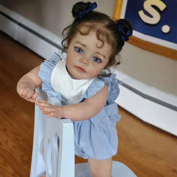 [New] 17"  Blue Eyes Lifelike Handmade Reborn Newborn Baby Girl Doll Named Yamki with Heartbeat & Sound Rebornartdoll® RSAW-Rebornartdoll®
