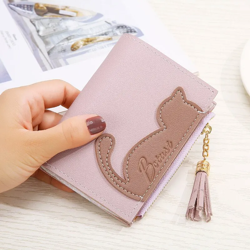 Women Cute Cat Wallet Small Zipper Girl Wallet Brand Designed Pu Leather Women Coin Purse Female Card Holder Wallet Billetera