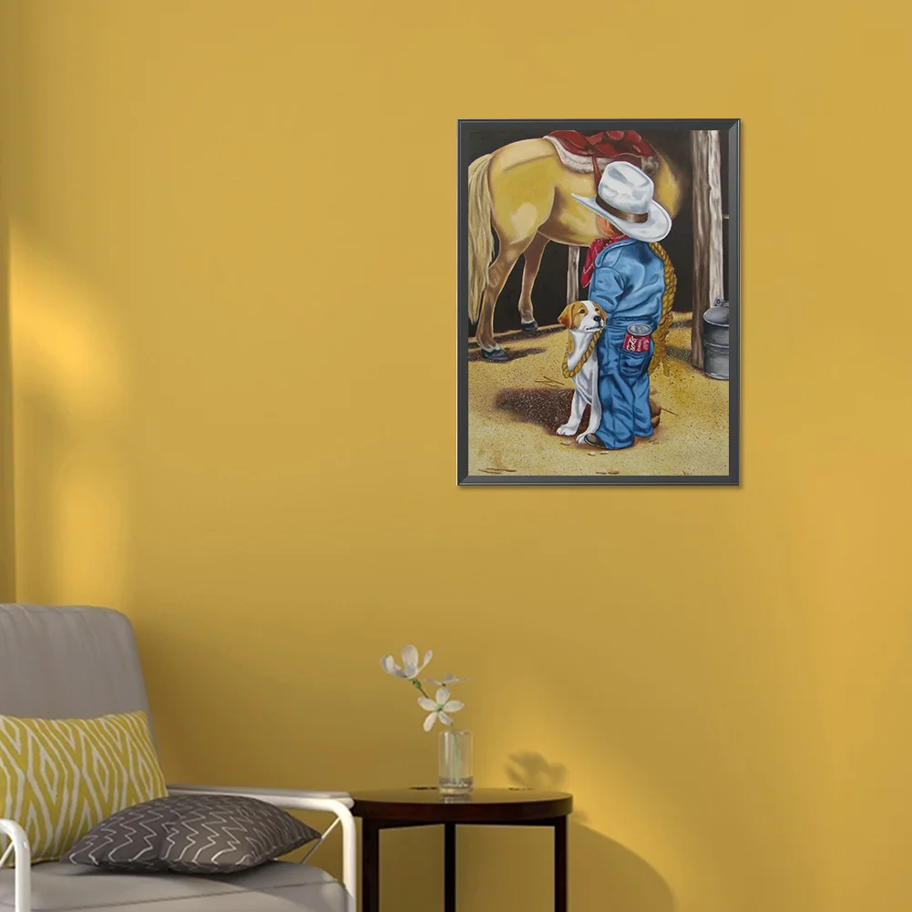 Diamond Painting - Full Round Drill - Farm Cowboy Kids(Canvas|30*40cm)