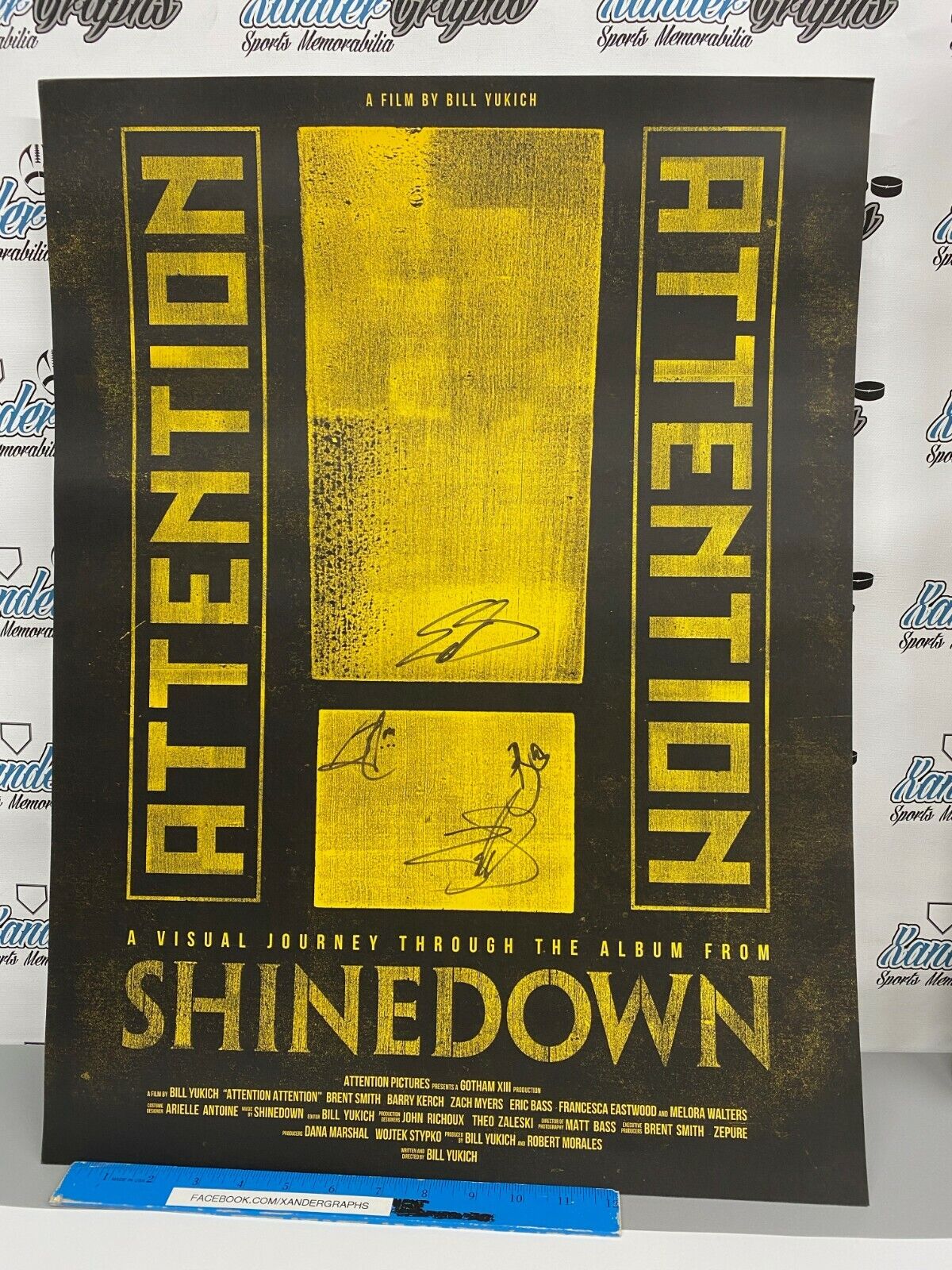 SHINEDOWN BAND SIGNED AUTOGRAPHED 18X24 MOVIE POSTER BRENT SMITH BARRY KERCH +2