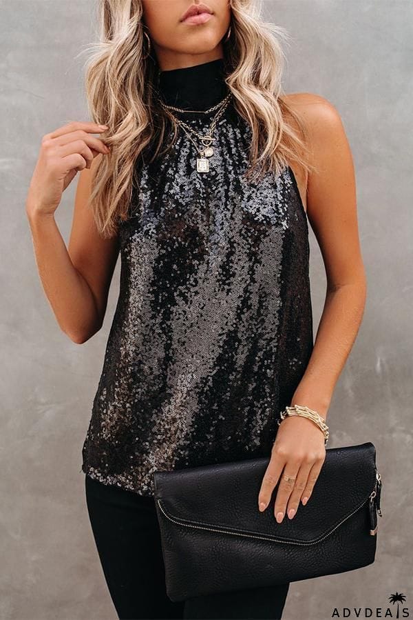 Dress You Up Sequin Halter Top