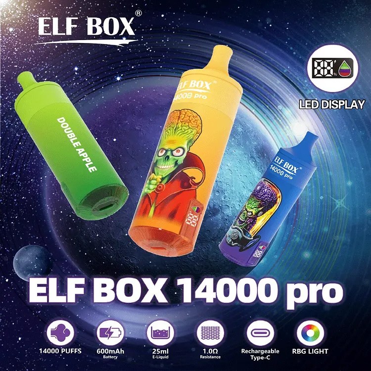 ELF BOX RGB 14000 Pro Original LED Display Edition 14000 Puffs (Box of 10) mysite www.vapeshoppromax.com