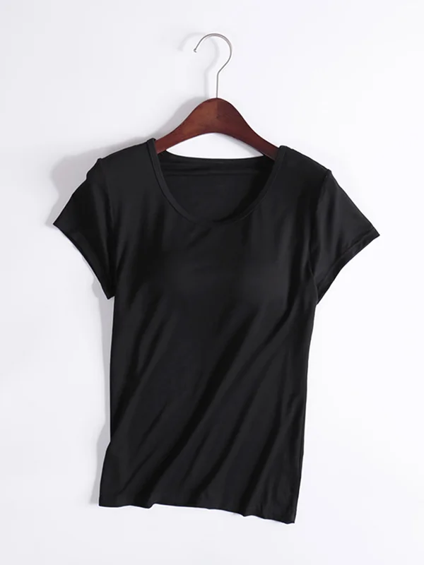 Modal Pure Color Short Sleeve Yoga Casual T-Shirts