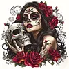 Sugar Skull Lady Full 11CT 3 Strands Stamped Needlework Embroidery Kit 17.71x17.71inch Embroidery Needlepoint Starter Kits Cross Stitch Art and Crafts Kits for Beginners Adults Home Decor tapestrymarket