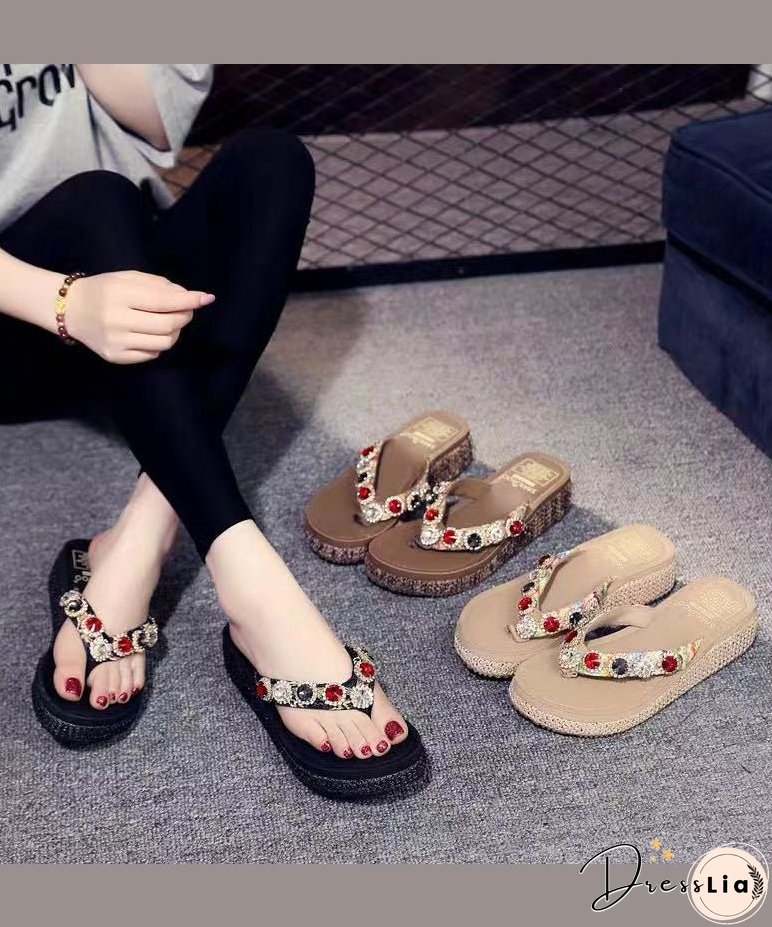 Bohemian Splicing Wedge Brown Flip Flops Zircon