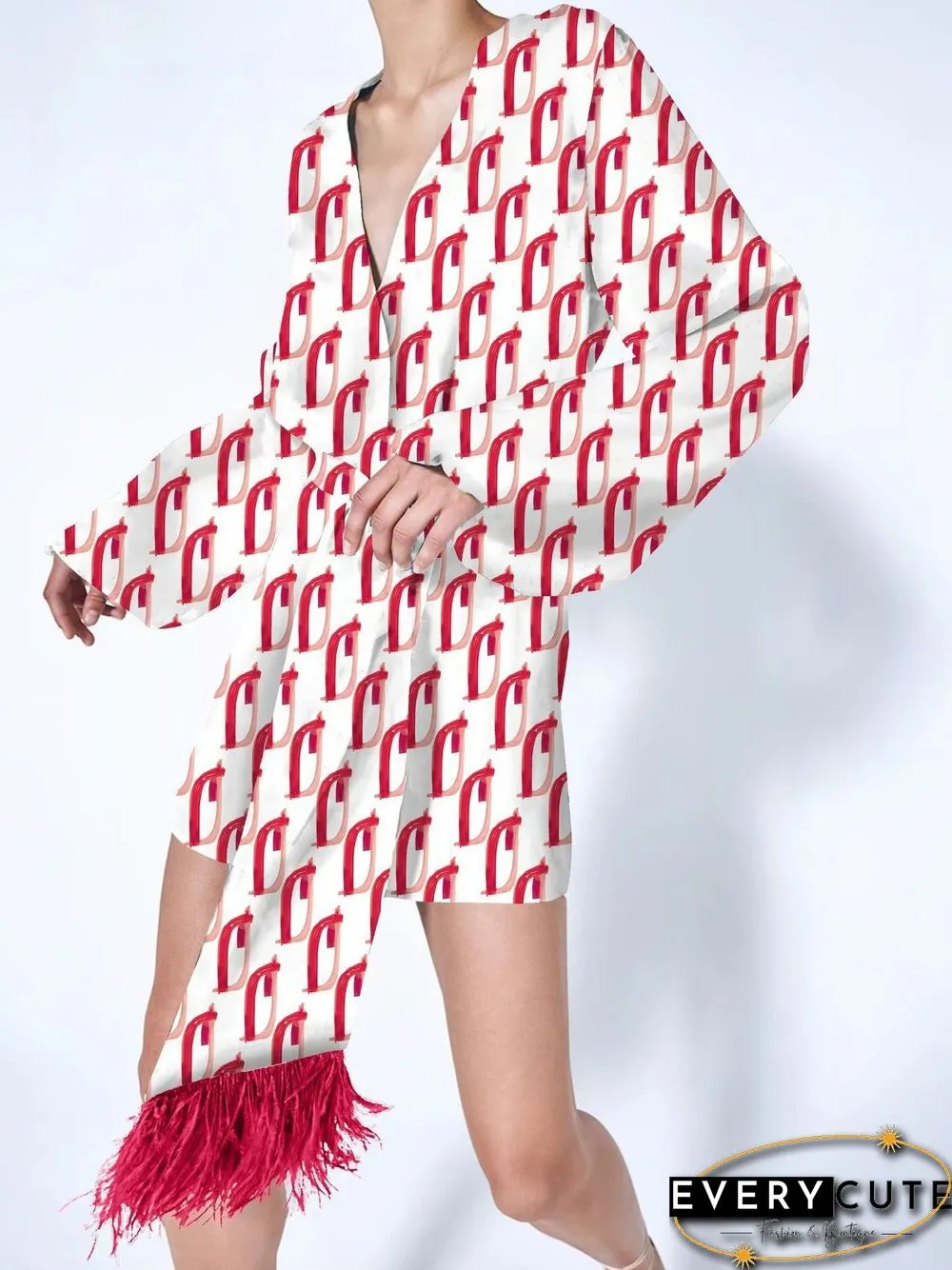 Women'S Dresses Home Casual Printed Long Sleeve Dress