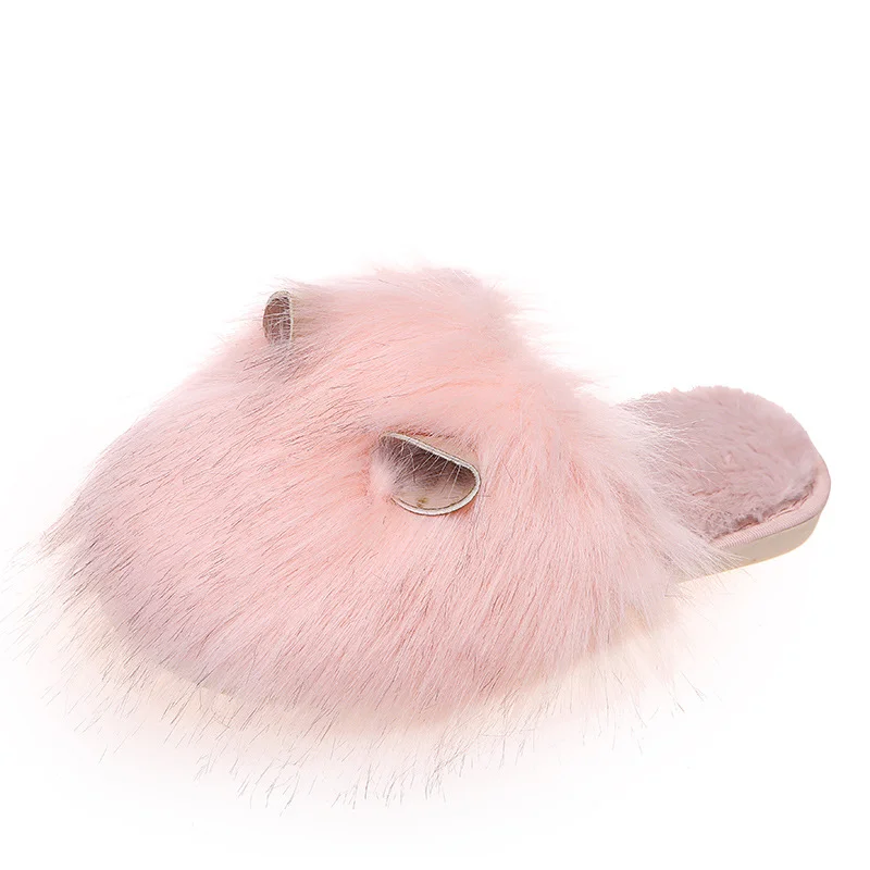 Breakj Cotton Slippers 2023 Lovely Ears Home Hair Slippers Women's Autumn And Winter New Large Size Cotton Warm Slippers