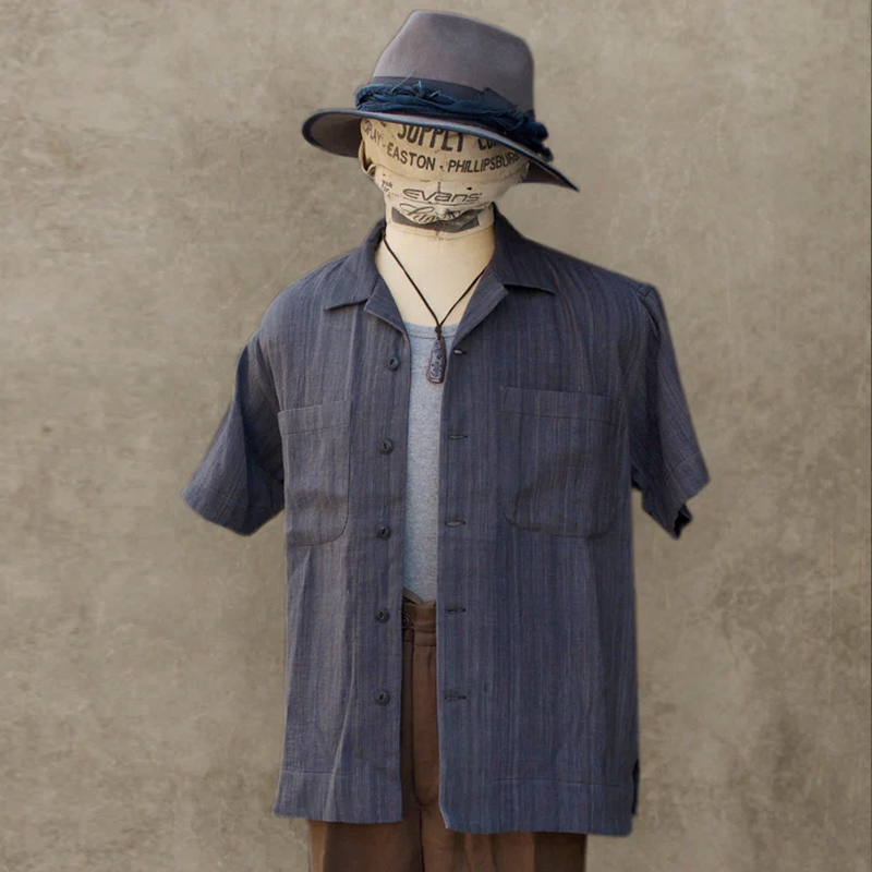 Men's Loose Dropped Shoulder Single Breasted Short Sleeve Shirt