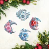 4Pcs Diamond Painting Brooch Diamond Painting Pins Jewelry Kit (Moon And Flower)