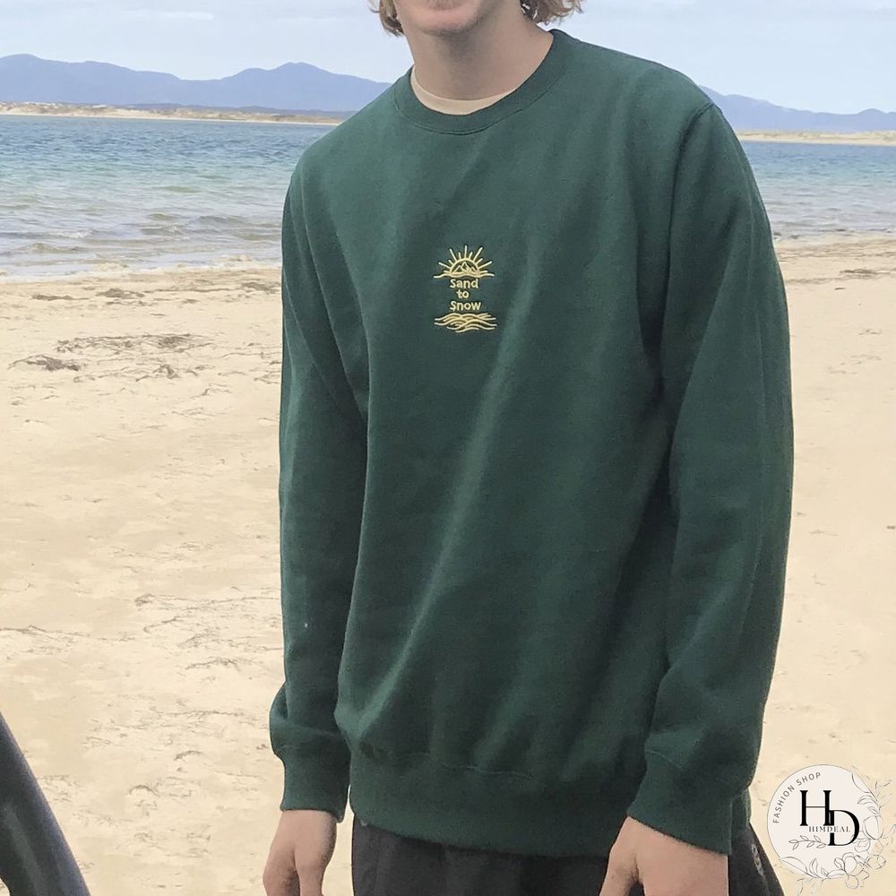 Sand To Snow Embroidered Crew Neck Sweatshirt
