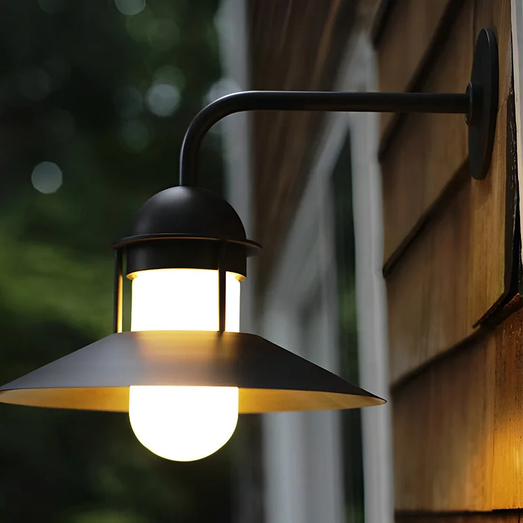 Antique Round Iron Glass Waterproof Black Retro Outdoor Wall Lights - Appledas