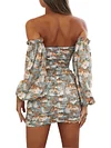 Floral Printed Bodycon Off-The-Shoulder Mini Dress