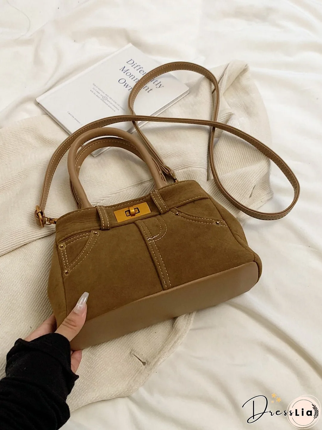 Suede Adjustable Strap Double-Use Handbag