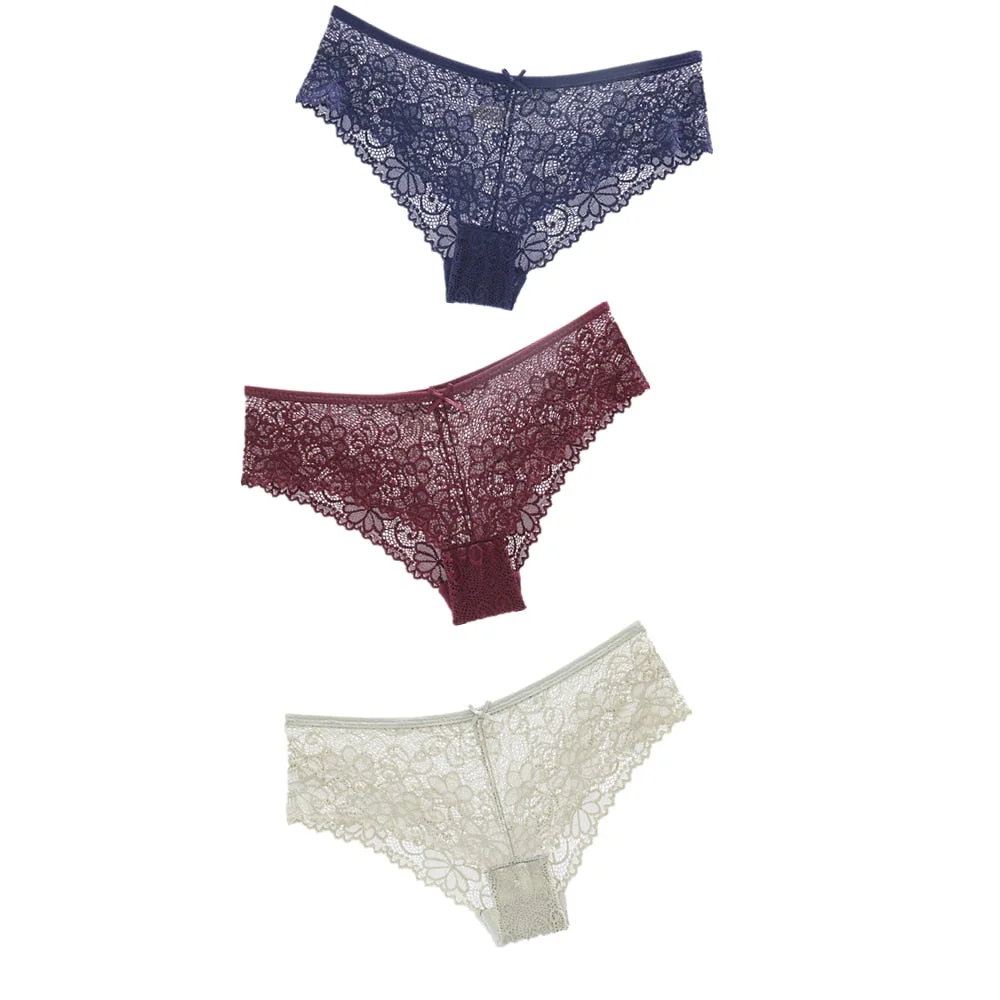 3Pcs Hot Panties for Woman Underwear Sexy Lace Breathable Soft Lingerie Female Briefs Panty Sexy Transparent Women's Underpants