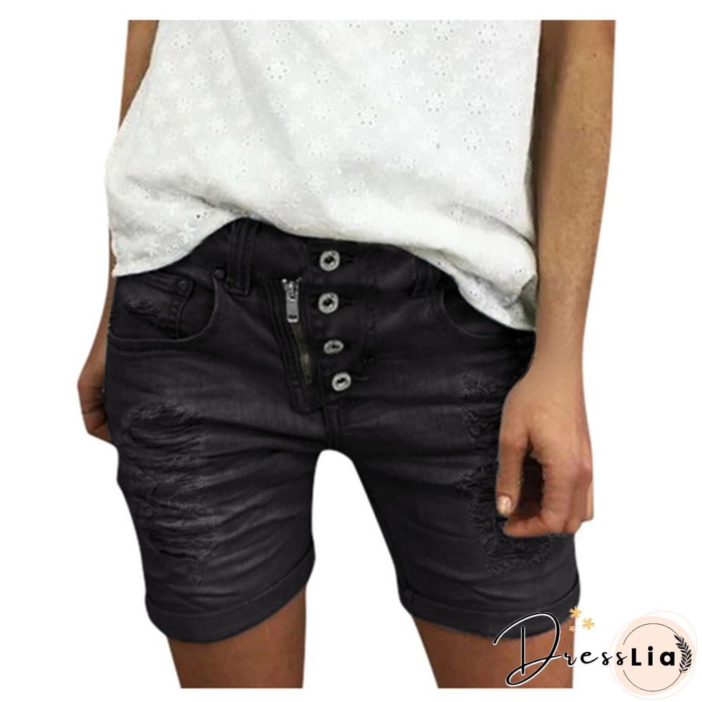 Women Summer Denim Shorts Button Pocket Blue Jeans Shorts feminino Short Pants