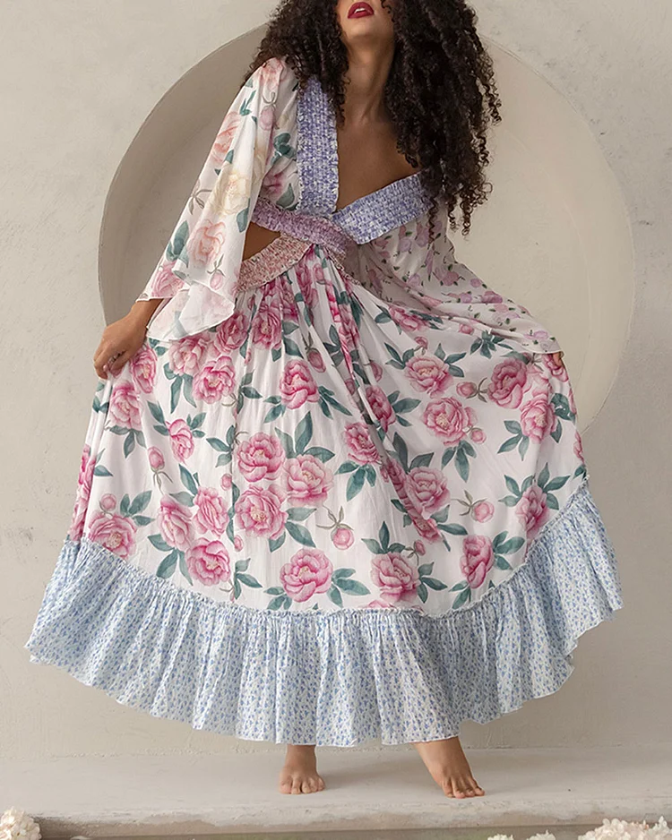 Sweet Madam Butterfly Floral Maxi Dress