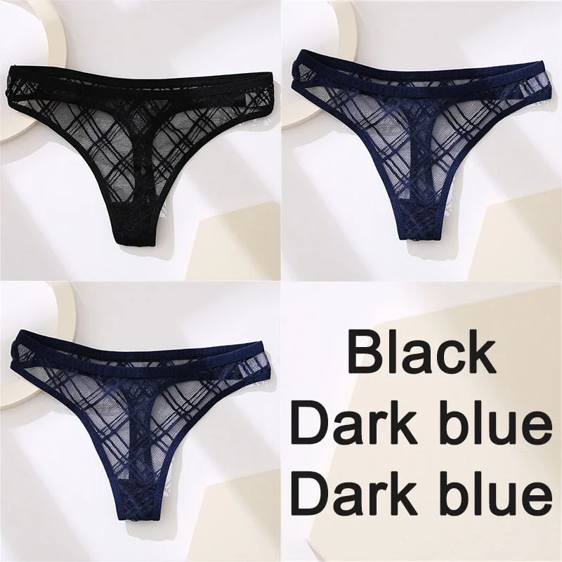 Sexy Lingerie Lace Panties Women Underwear G-String Perspective Thong Pantys Mesh Low Waist Female Briefs Intimate Underpants
