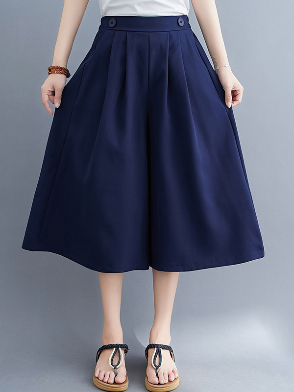 Simple Solid Color Wide Leg Pants