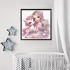 Fille rose licorne-partial sp&eacute;cial diamant peinture-30 * 30cm