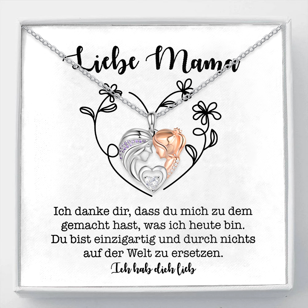 Kettenmachen Herz Tochter & Mutter Halskette mit ZirkoniaLiebe Mama