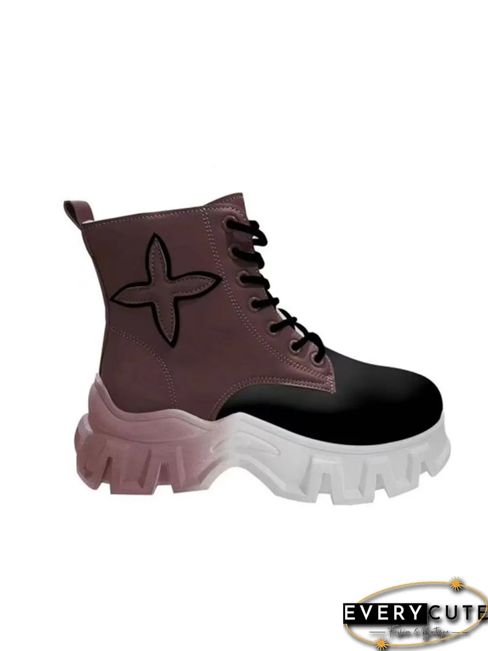 Fashion Gradient Splicing Contrast Color Platform Tooling Short Boots
