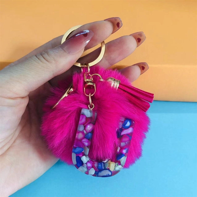 Minimalist Commute Letter Hairball Resin Unisex Bag Pendant Keychain