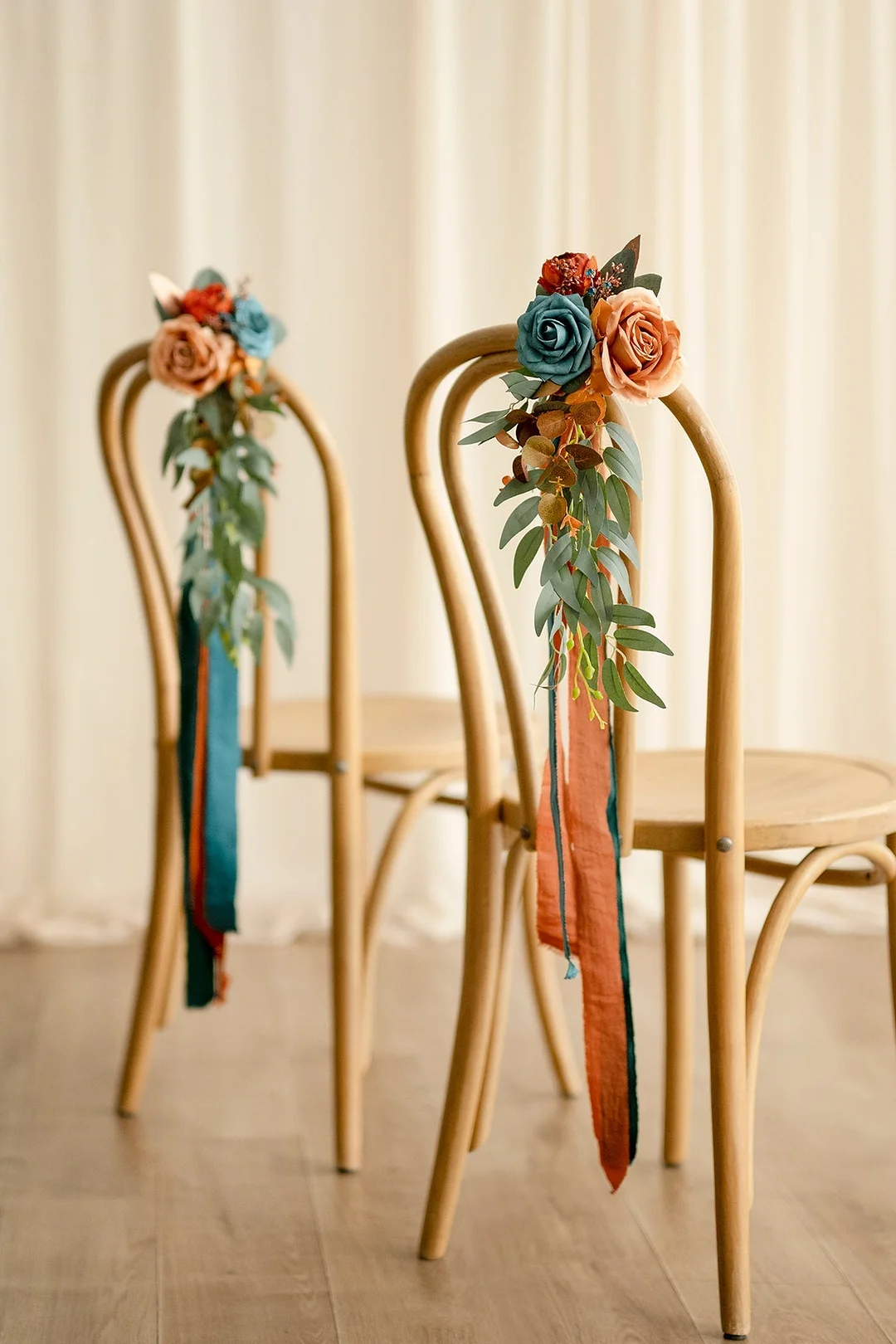 Wedding Aisle Decoration Pew Flowers in Dark Teal