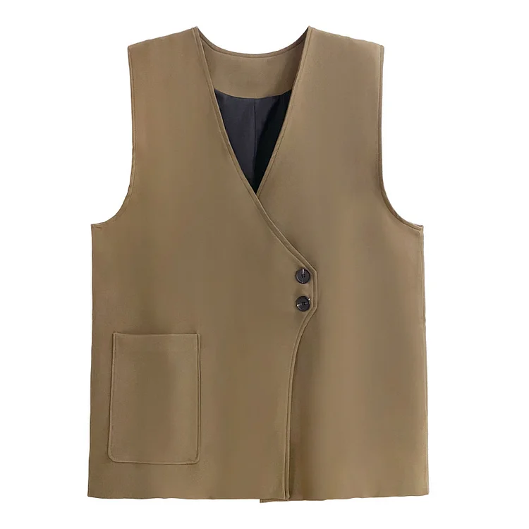 Simple Two-button Sleeveless Vest - yankia