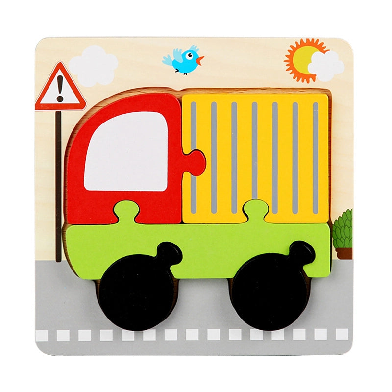 Kindergarten Children’s Enlightenment Early Education Cognition Cartoon Animal Cognition Hand-held Board Wooden Three-dimensional Puzzle Wooden Toys