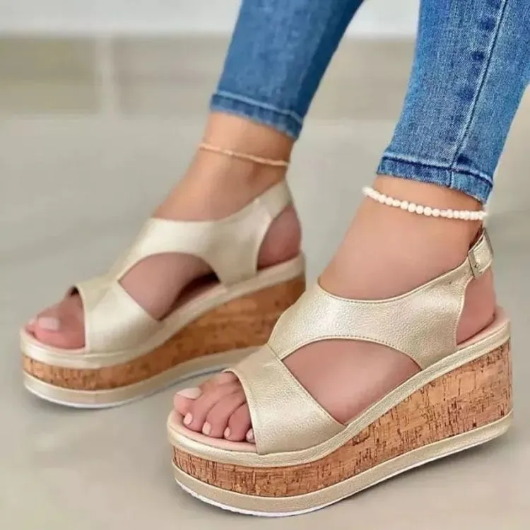 Breakj Breakj New Slope And Fish Mouth Sandals Women Thick-Sed Loose Cake Casual Sandals Roman Sandals Women Shoes
