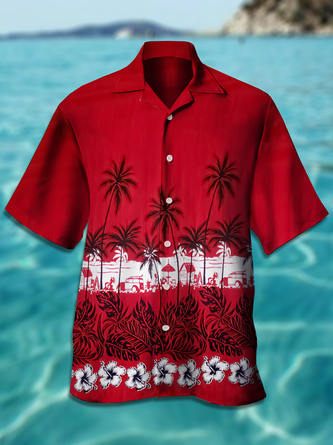 Men's Coconut Tree Print Casual Comfy Shirt