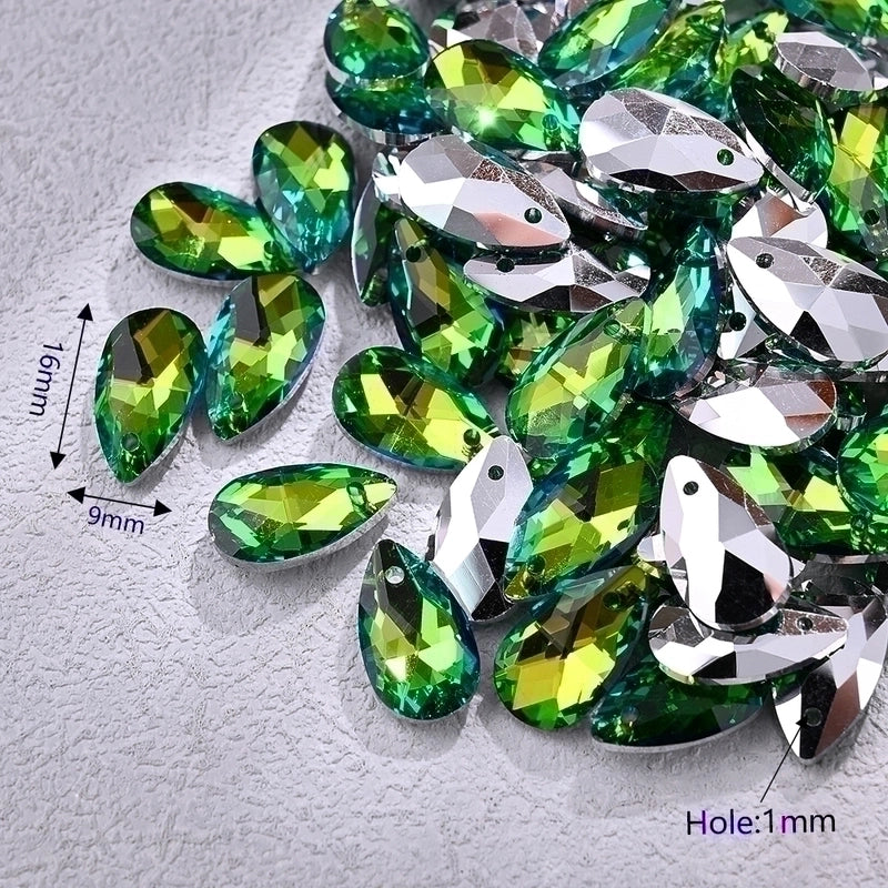 10 PCS/Package 9*16mm Hole 1~1.9mm Glass Electroplate Glass Beads Transparent Glass Beads Water Droplets Transparent Pendant