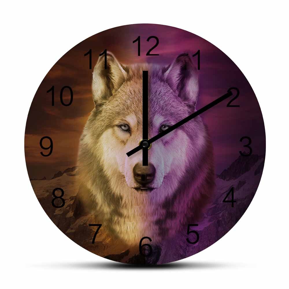 

Wolf Portrait Forest Mountain - Frameless Acrylic Wall Clock, 501 Original