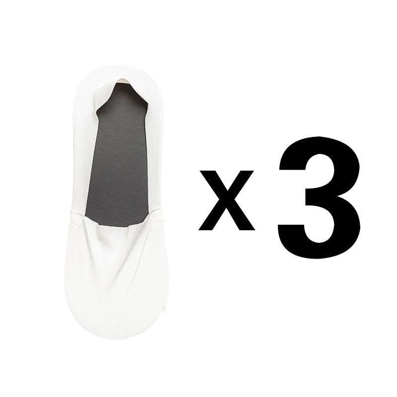 3Pairs Summer Breathable Invisible Boat Socks Non-slip Male Ice Seamless Silicone Shallow Ankle Low Cut Short No Show Sock