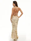 Evening Wrap A-Line Backless Embroidered V-Neck Maxi Dress