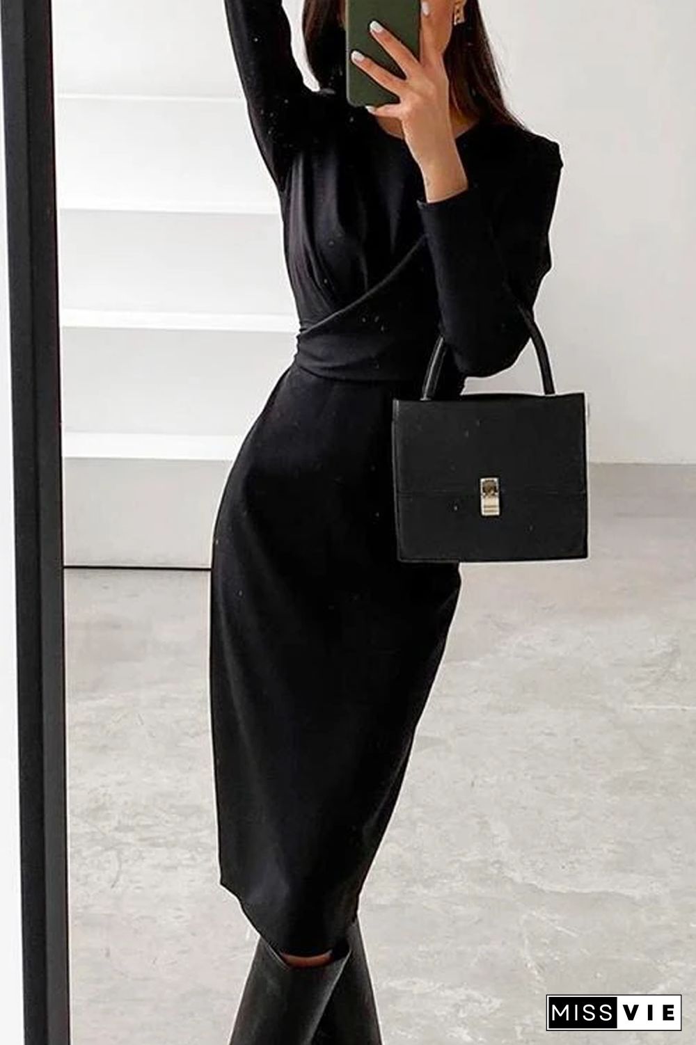 KarliDress Front Cross Slit Back Pencil Dress P12553