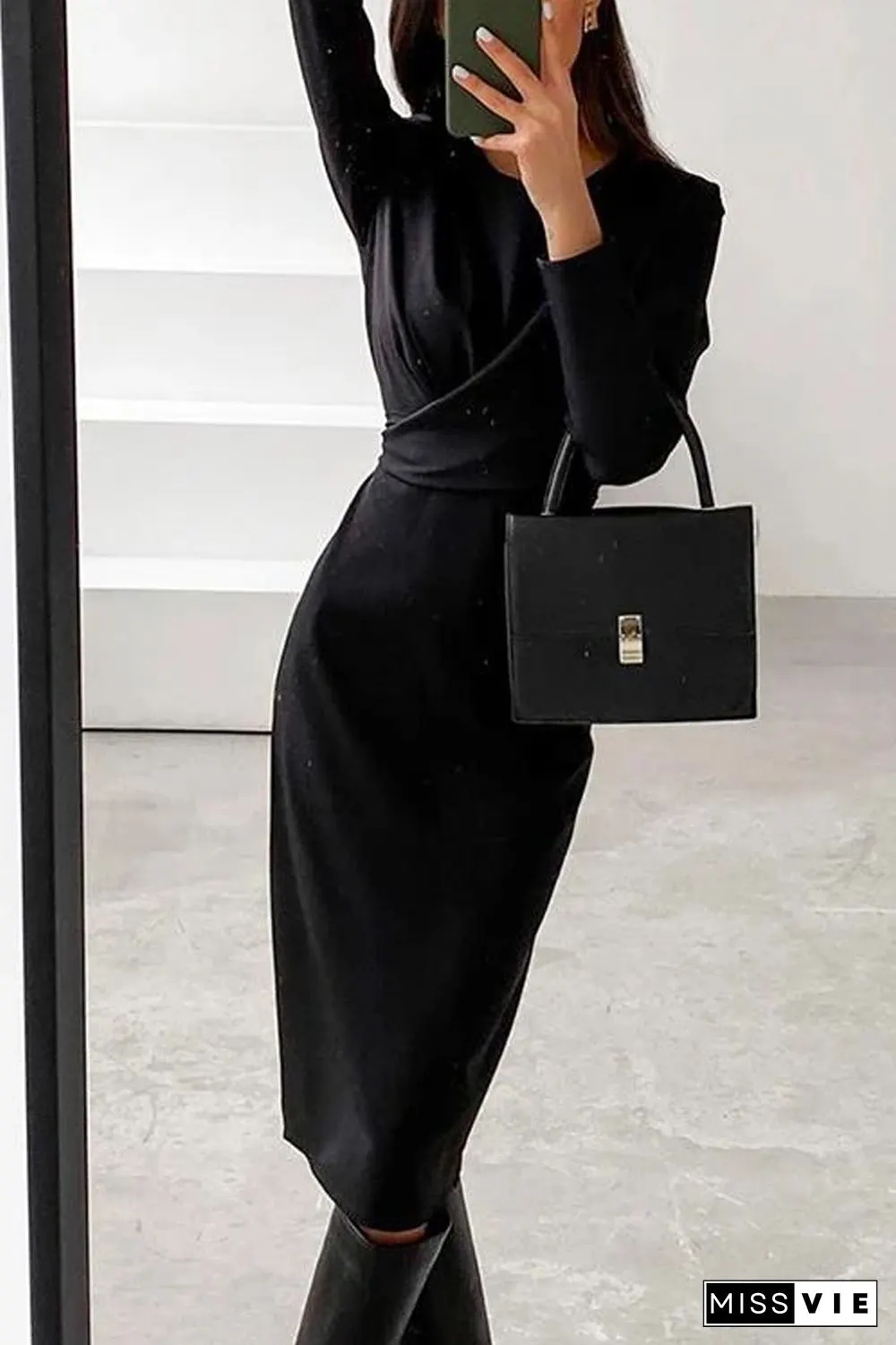 KarliDress Front Cross Slit Back Pencil Dress P12553