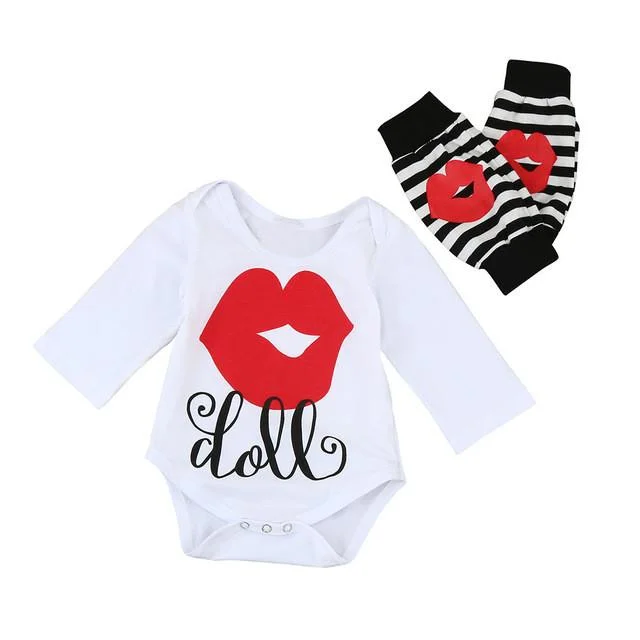 Baby Boy Girl Cute Lip Print Tops Romper Clothes
