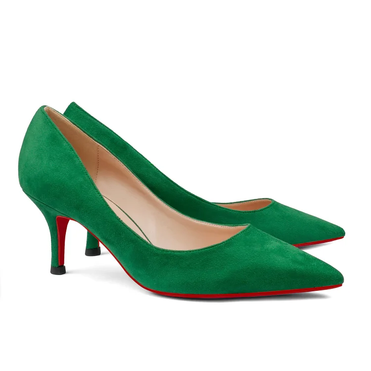 Women's 60mm Kitten Heels Red Bottom Pumps Summer Daily Suede
