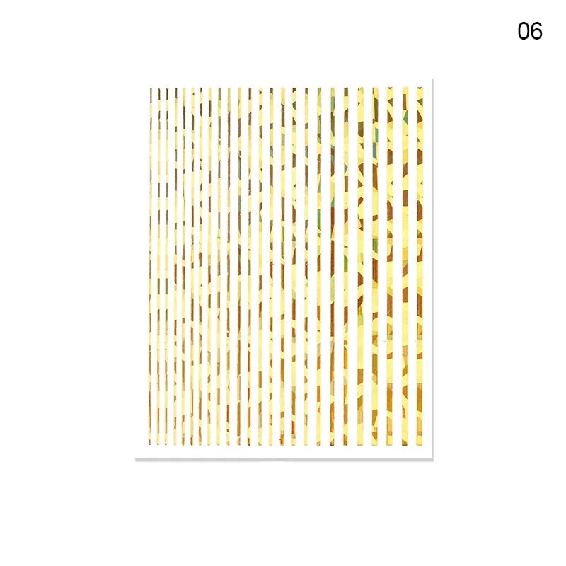 1pc Black White 3D Nail Stickers Metal Gold Silver Geometric Tassel Strip Line Adhesive Transfer Decals Nail Art DIY Design