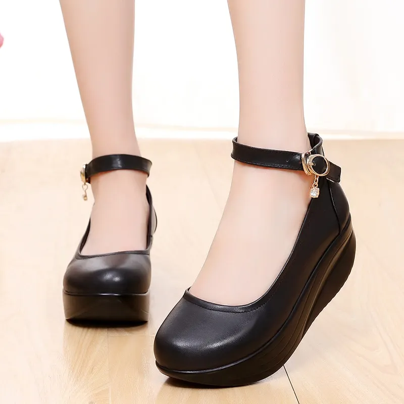 Breakj Breakj Head Shallow Mouth National Wind Shake Shoes Slope And Waterproof Table Women's Shoes Thick-Soled Loose Pastry Shoes Magic Stick Comfortable Single Shoes