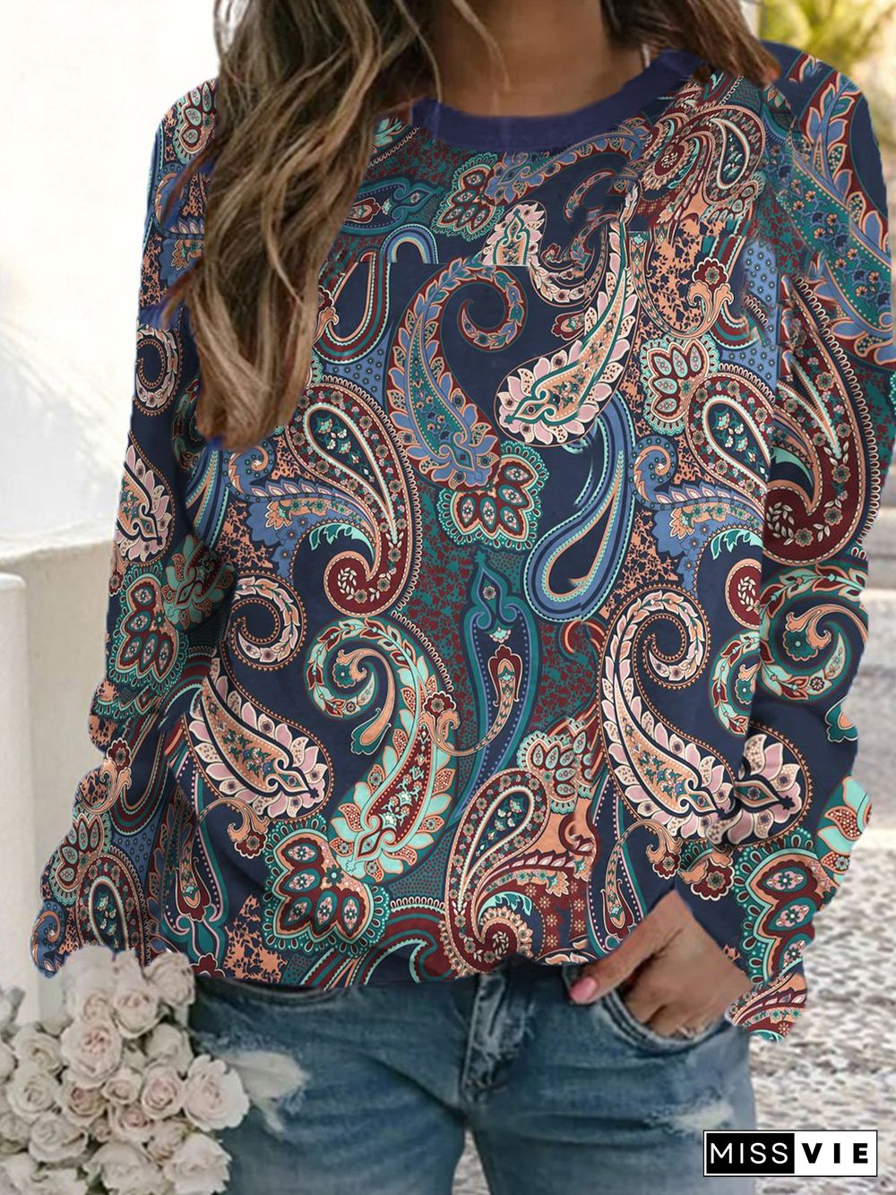 Loose Jersey Paisley Sweatshirts
